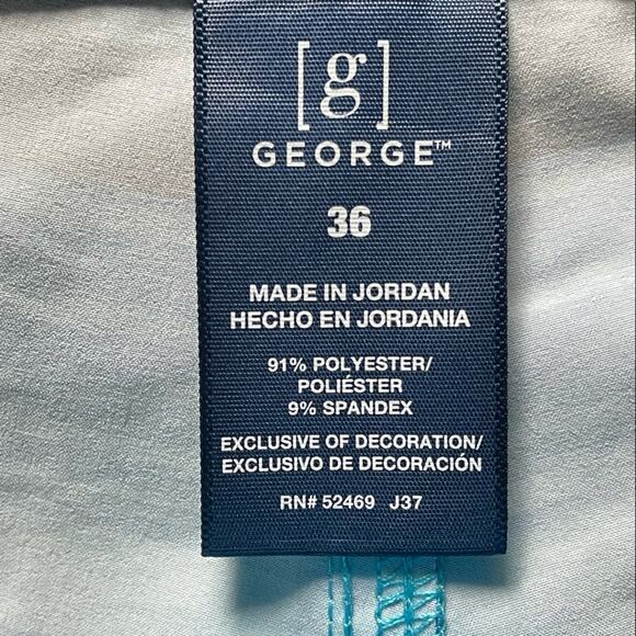 George Aqua Blue Striped Front Tie Swim Trunks Board Shorts size 36 - Picture 4 of 8